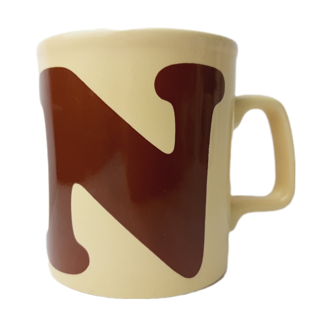 π Vintage England Monogram Letter N Coffee Cup Mug